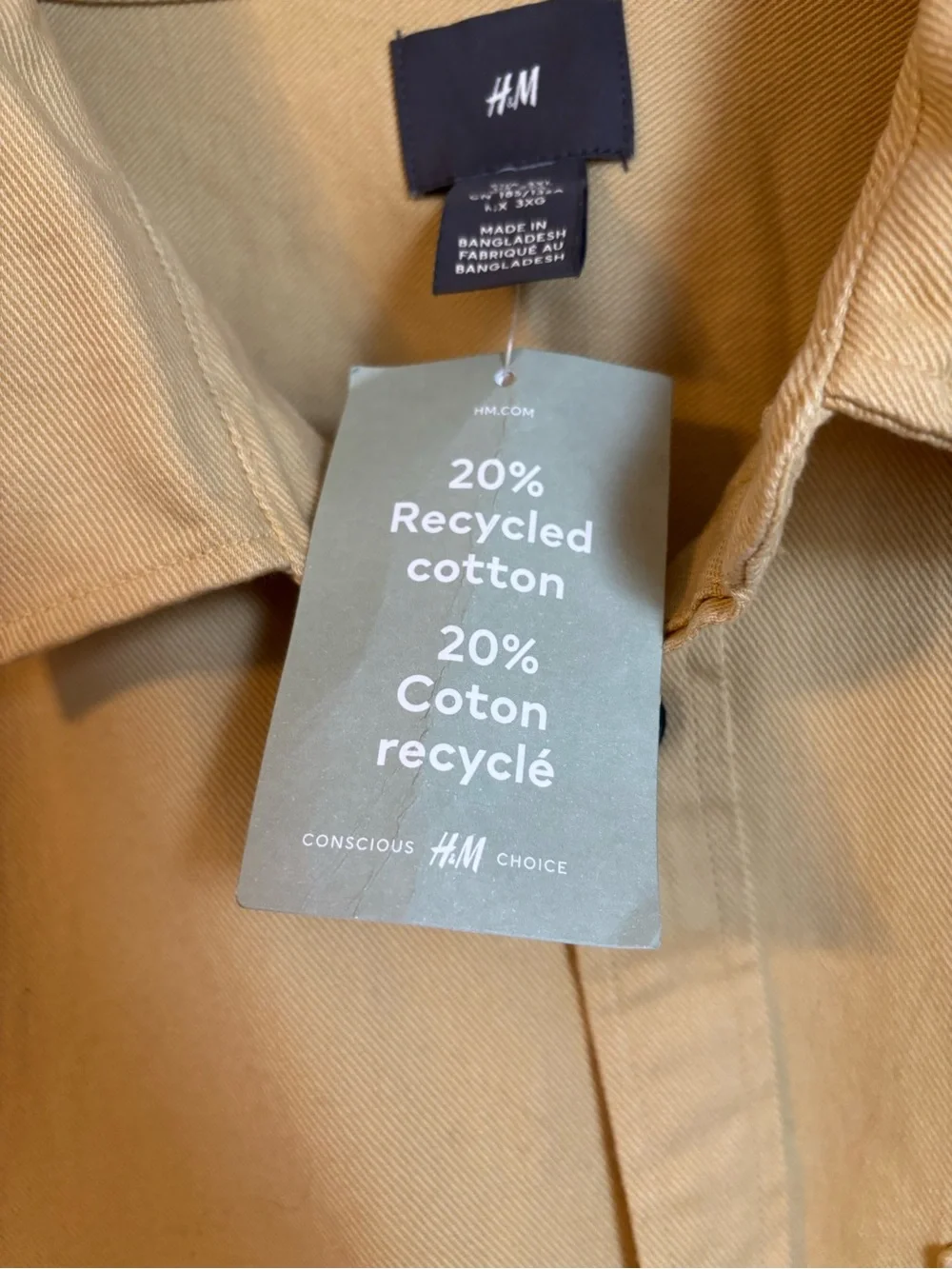 H&M Men's Overshirt Jacket - Yellow